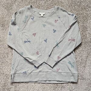 EUC Coldwater Creek Embroidered Split Hem Sweatshirt - Medium